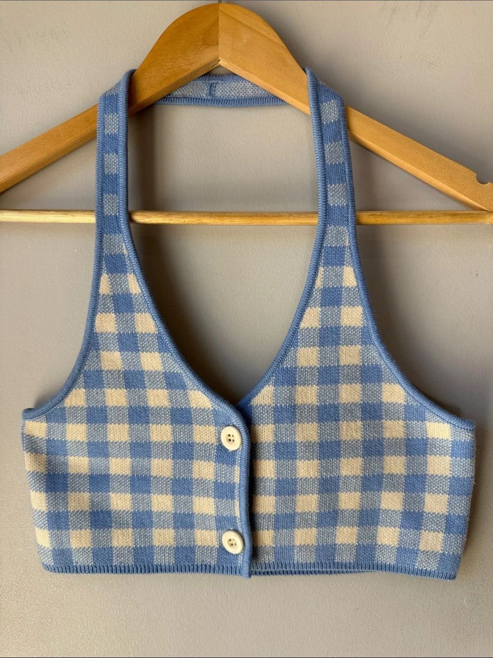 MAJORELLE Gingham Halter Addy Crop Top Tank